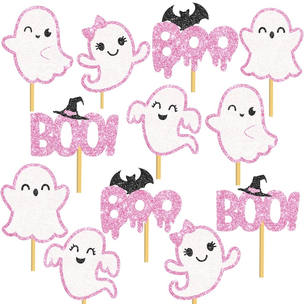 Glitter Ghost Centerpiece Sticks - 24